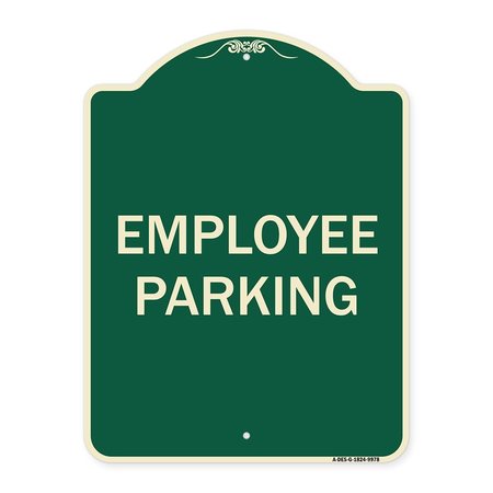 SIGNMISSION Designer Series Sign-Employee Parking, Green Heavy-Gauge Aluminum, 24" x 18", G-1824-9978 A-DES-G-1824-9978